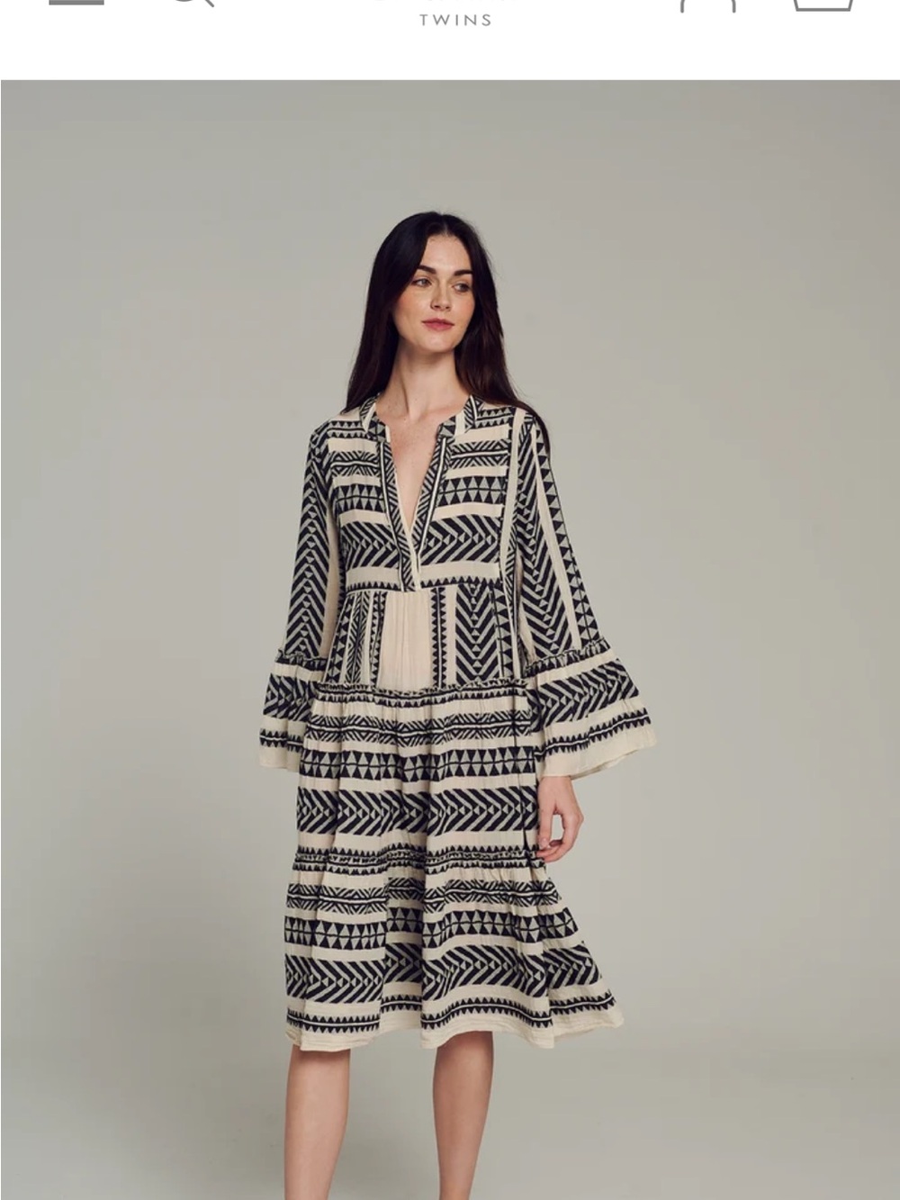 Devotion TWINS Black & Cream Geometric Midi Dress